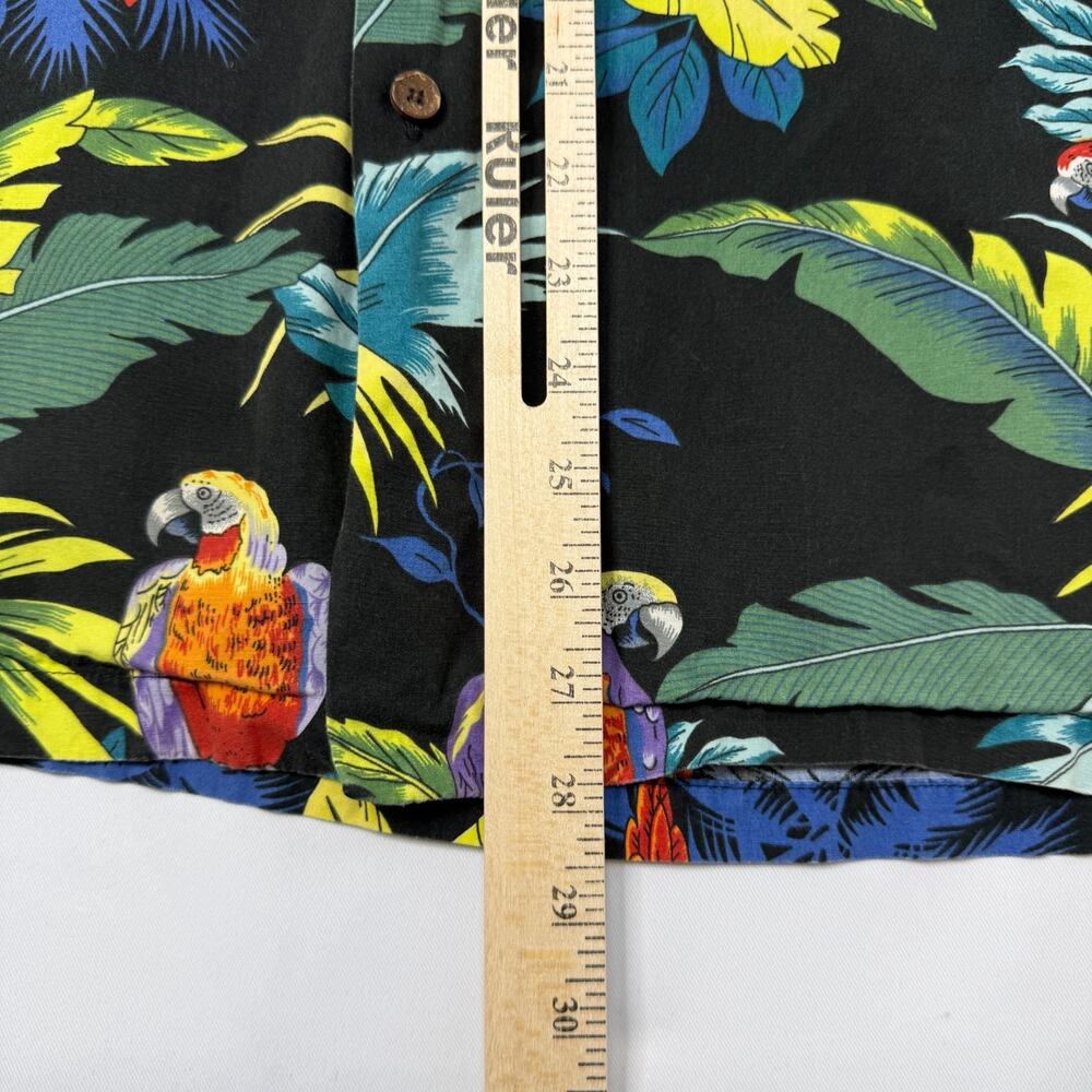 RJC Hawaiian Shirt Mens Large Black Parrot Tropical Aloha Made In USA Resort - Picture 5 of 8